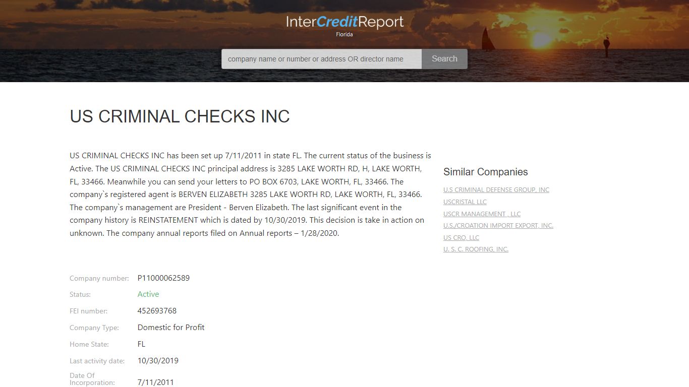 US CRIMINAL CHECKS INC / Berven Elizabeth
